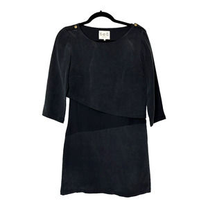 Sea New York Womens 100% Cotton Shift Dress 3/4 Sleeve Black Scoop Neck Size 0